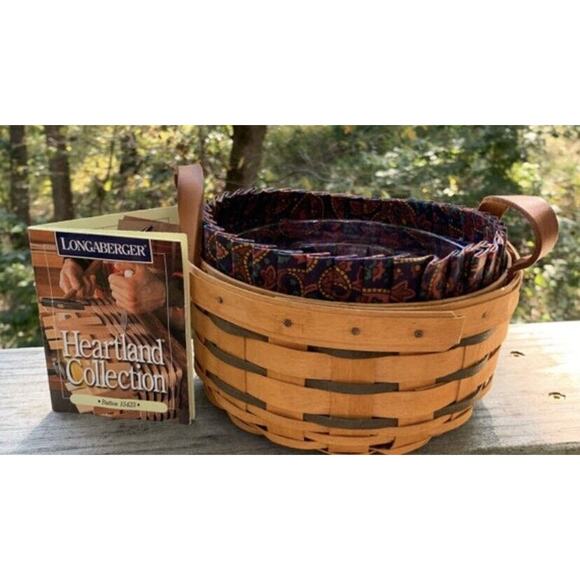 Longaberger Button Basket 1996 Small Round Liner Protector Heartland Collection - Picture 11 of 11
